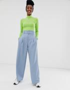 Asos Design Wide Leg Suit Pants In Powder Blue