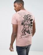 Friend Or Faux Zilla Back Print T-shirt - Pink