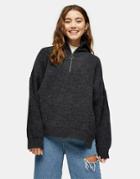 Topshop Zip Sweater-grey