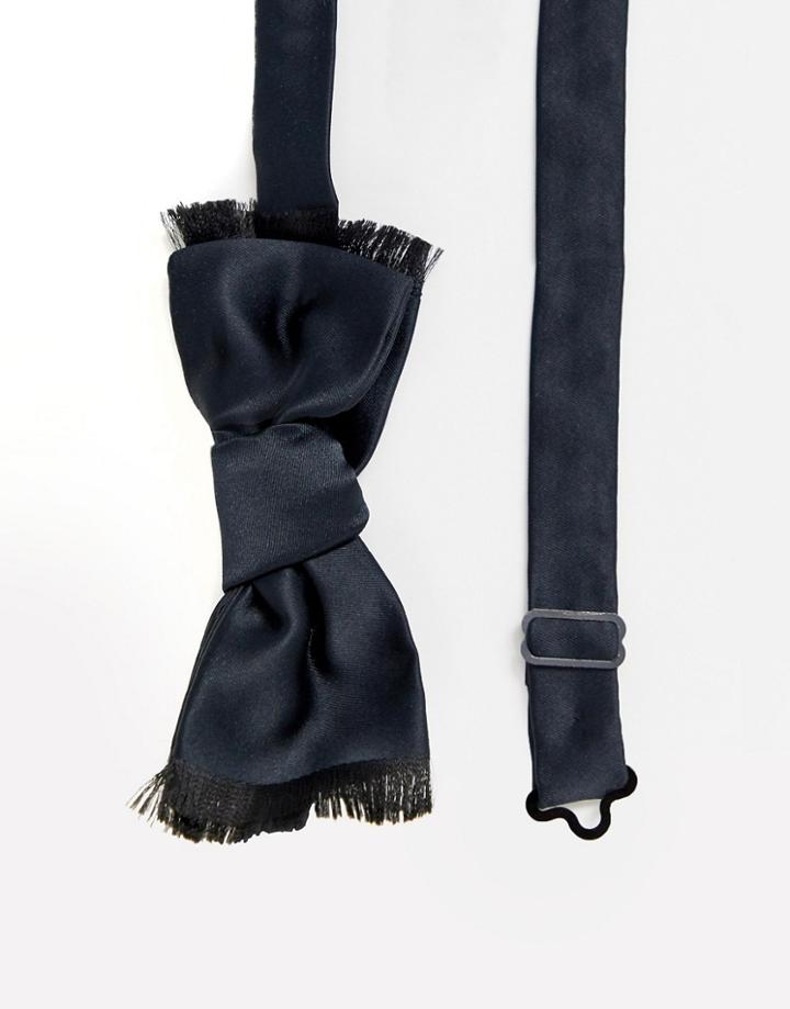 Asos Design Satin Bow Tie With Edge Detail-black
