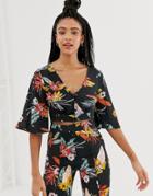 Pull & Bear Floral Printed Blouse Two-piece In Multi - Multi