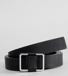 Asos Design Plus Wedding Smart Faux Leather Slim Belt In Black With Silver Box Buckle - Black