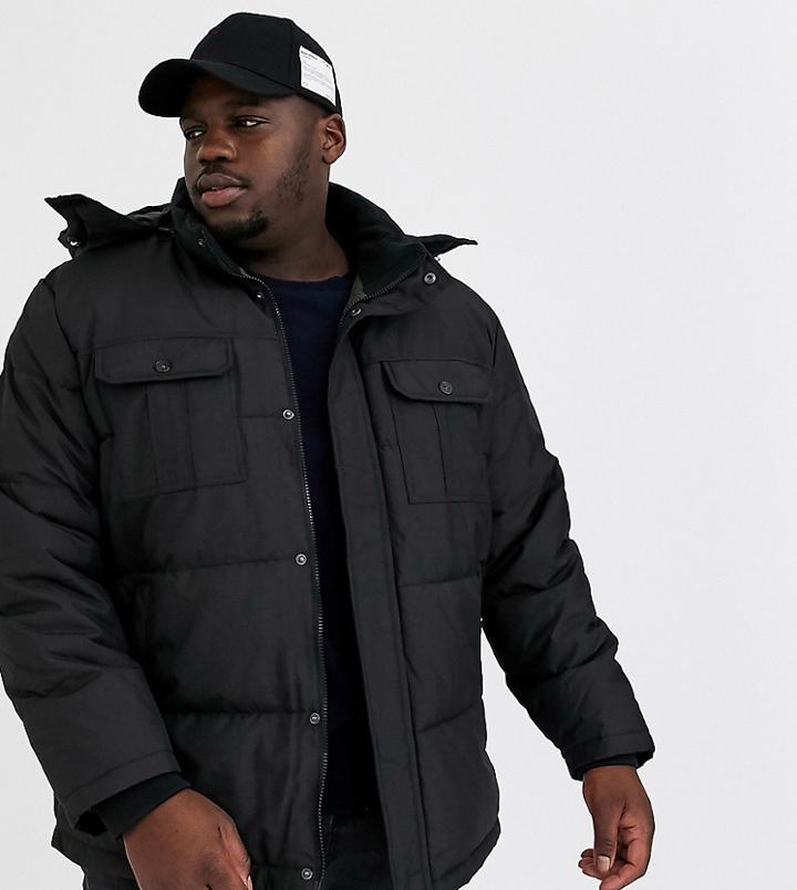 Jack & Jones Core Padded Jacket With Hood In Black
