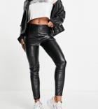 Asyou Cigarette Leather-look Pants In Black