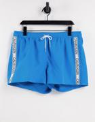 Calvin Klein Swim Shorts With Side Logo Taping In Blue-blues