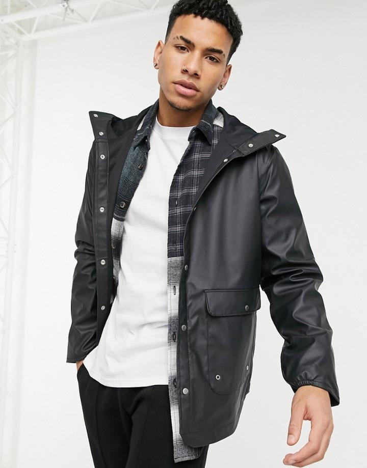 Herschel Supply Co Hooded Pocket Rain Parka Jacket-black