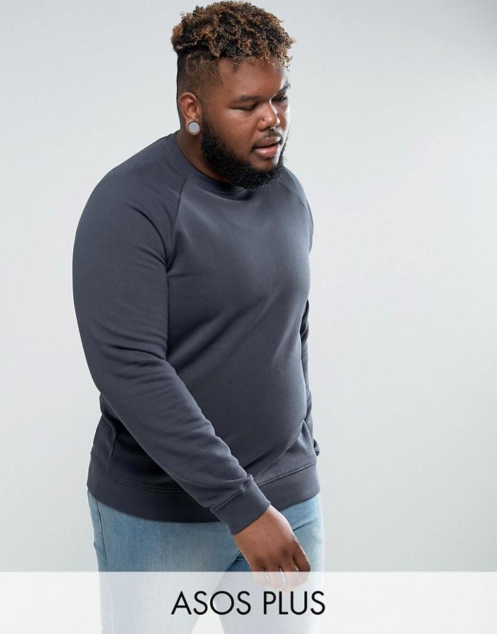 Asos Plus Sweatshirt In Washed Black - Black