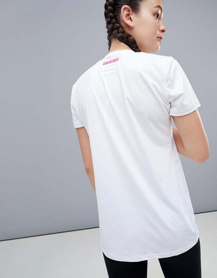 Asos 4505 Longline Training T-shirt In Loose Fit - White