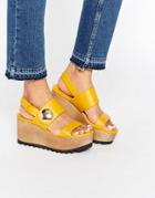 Mango Wooden Flatform Sandal - Yellow