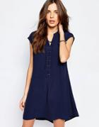 Vila Tie Front Swing Dress - Navy