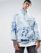 Asos Denim Over Head Windbreaker In Blue Tie Dye - Blue