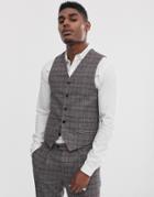 Devils Advocate Skinny Fit Brown Check Suit Suit Vest