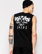 Deus Ex Machina Muscle Tank With Skull Back Print - Black