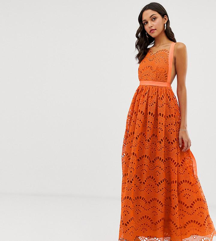 Asos Design Maxi Dress In Cutwork Broderie - Multi