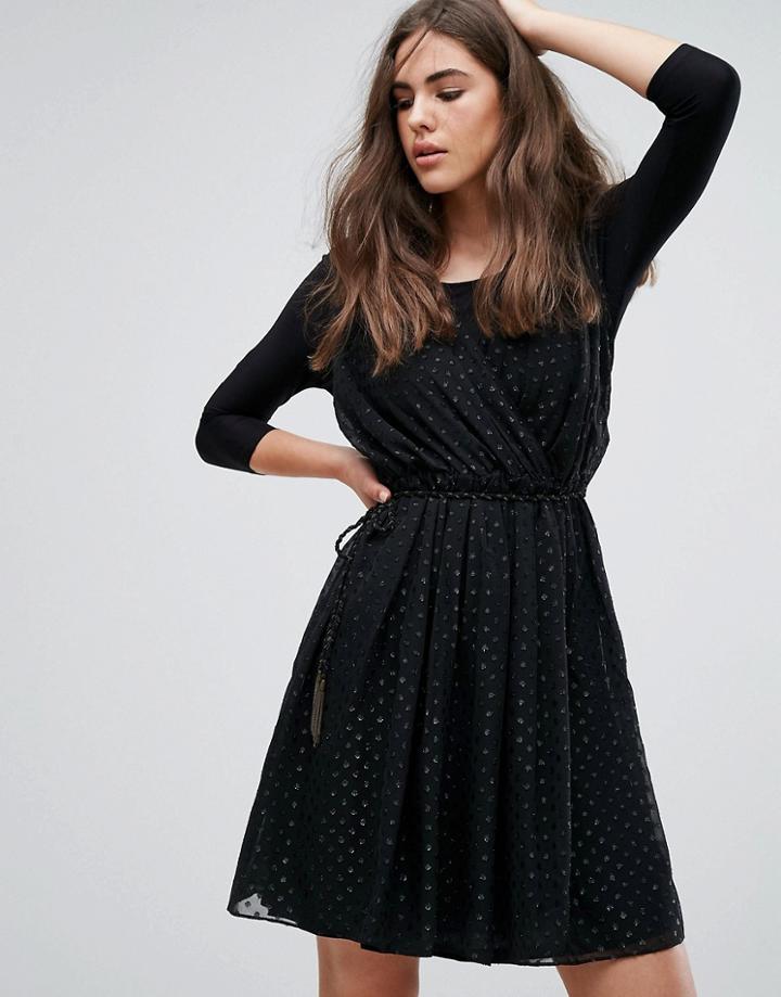 Pepe Jeans Land Mesh Wrap Dress - Black