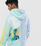 Crooked Tongues Oversized Hoodie In Spliced After Hours Rave Print - Multi