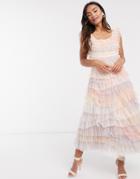 Needle & Thread Tiered Ruffle Midi Dress In Multi