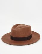 Asos Pork Pie Hat In Camel With Diamond Crown - Camel