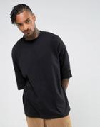 Asos Super Oversized T-shirt With Deep Roll Sleeve - Black