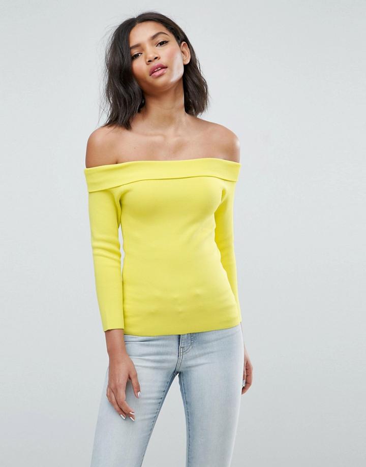 Warehouse Bardot Top - Yellow