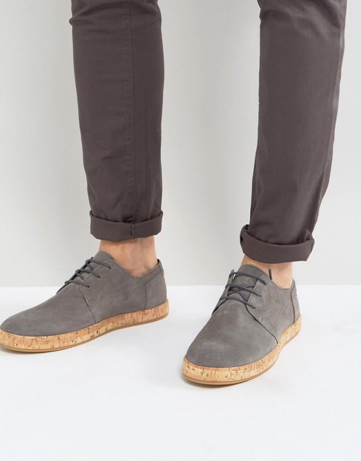 Zign Leather Lace Up Shoes With Cork Soles - Gray