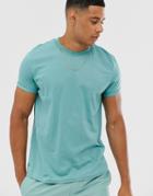 Asos Design Two-piece T-shirt With Crew Neck And Roll Sleeve In Blue - Blue