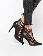 Aldo Astevia Black Tie Up Heeled Shoes - Black Leather