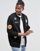 Cheap Monday Mad Zip Sweat Bomber Cool Patches Black - Black