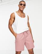 Asos Design Skinny Chino Shorts With Elastic Waist In Pink