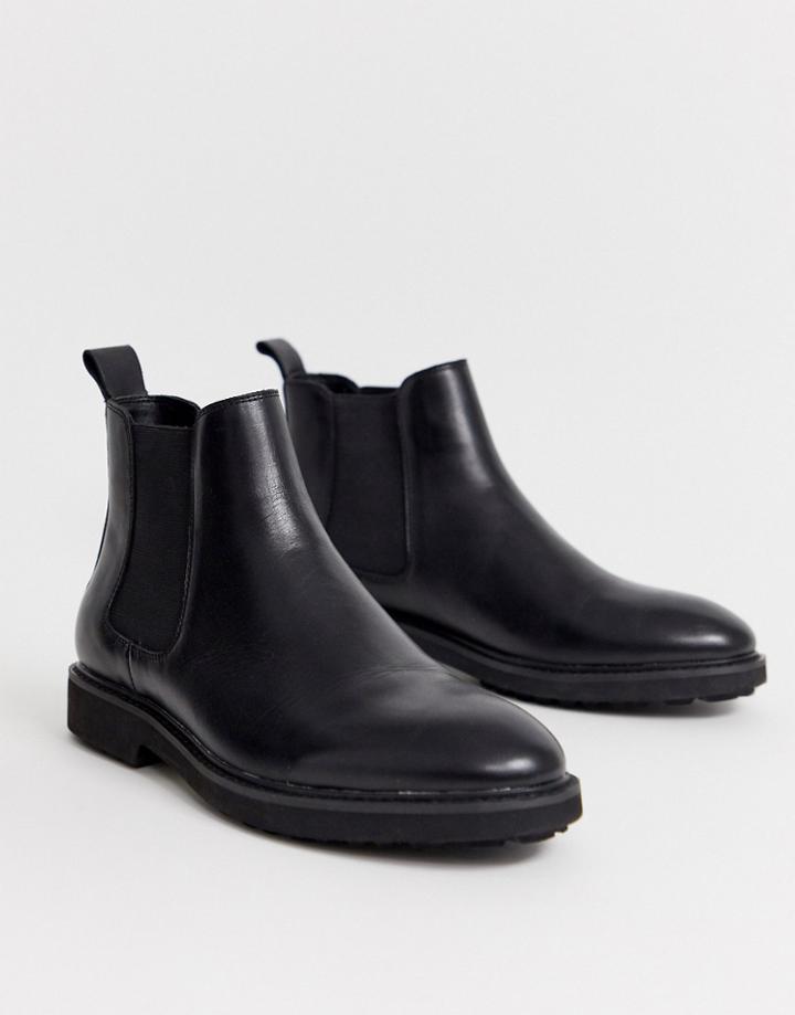 Office Chunky Chelsea Boots In Black Leather