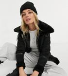 Only Petite Aviator Jacket With Faux Fur Collar In Black