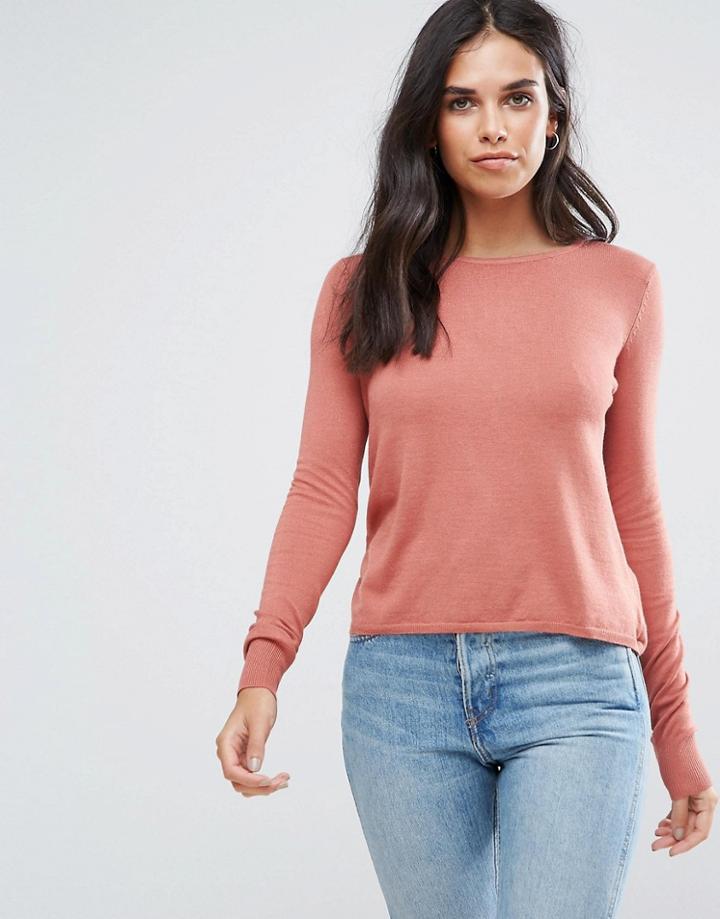 Vila Round Neck Lightweight Sweater-red