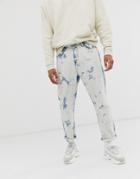 Liquor N Poker Cropped Straight Leg Jeans In Bleach Wash-blue