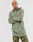 Asos Design Extreme Long Line Hoodie In Green - Green
