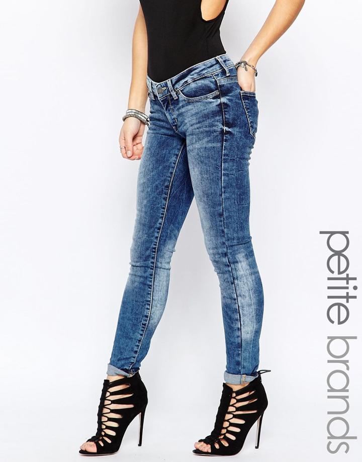 Noisy May Petite Kate Super Low Slim Jean - Med Blue