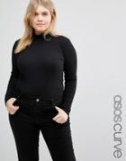Asos Curve Turtleneck Top With Space Dye - Black
