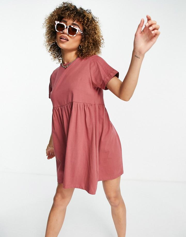 Brave Soul Lara Smock Dress In Pink