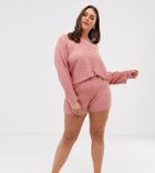 Asos Design Curve Mix & Match Lounge Knitted Rib Short - Pink