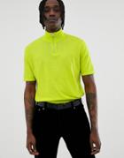 Asos Design Knitted Half Zip T-shirt In Neon Green - Green