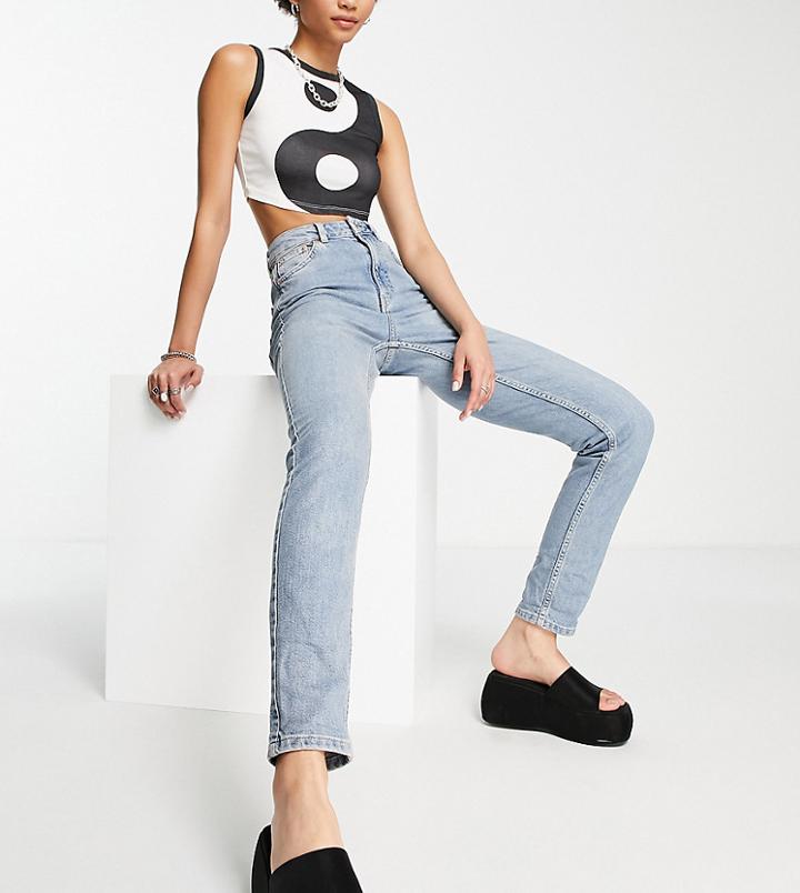 Topshop Tall Premium Mom Organic Cotton Blend Jean In Bleach-blue
