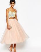 Asos Tulle Prom Skirt With Multi Layers - Beige