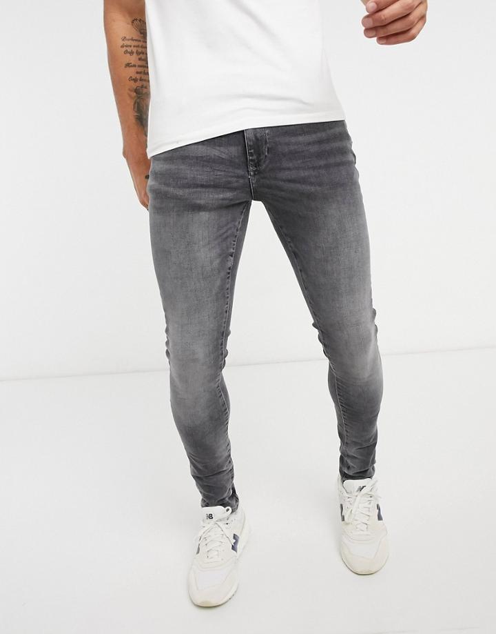 River Island Super Skinny Jeans In Washed Black-neutral