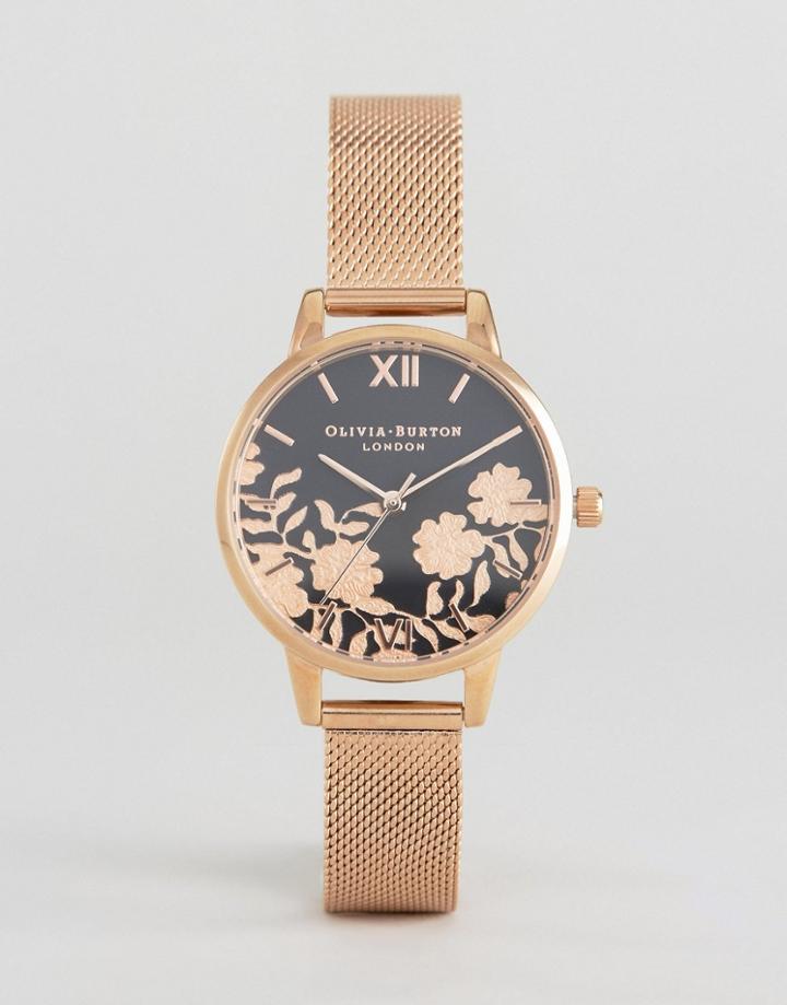 Olivia Burton Rose Gold Lace Mesh Watch - Gold