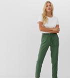 Esprit Organic Cotton Jersey Pants In Khaki-green