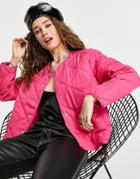 Only Short Quilted Jacket In Bright Pink