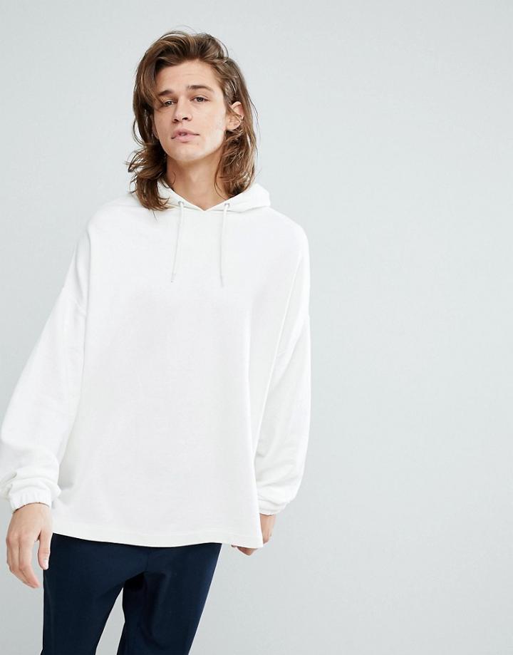 Asos Longline Oversized Hoodie With Side Splits - White