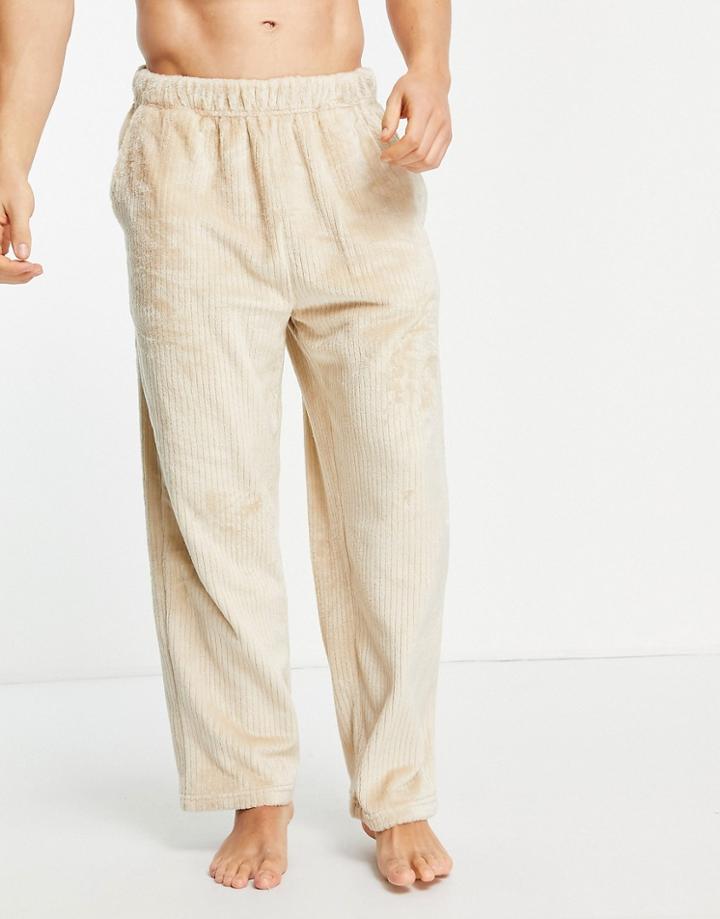 Asos Design Supersoft Fleece Lounge Sweatpants In Beige-neutral