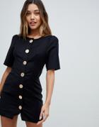 Finders Keepers Pompeii Button Up Mini Dress - Black