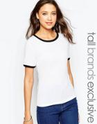 New Look Tall Crew Neck Tee With Contrast Binding - White