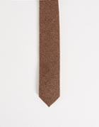 Gianni Feraud Herringbone Tie In Caramel-brown